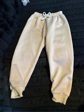 SHEIN Cream Drawstring Jogger Sweatpants for Kids